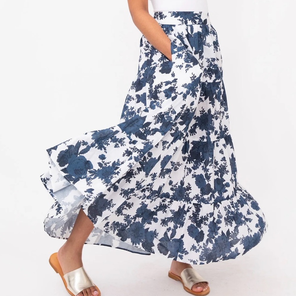 MAHI GOLD Blue and White Maxi Skirt. NWT in XS. Sold out online.